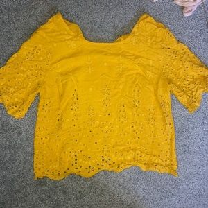 Yellow lace crop top